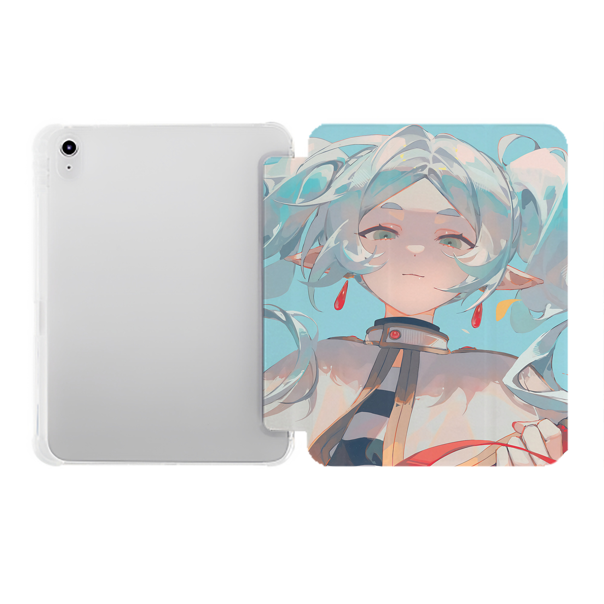 （画像用） 葬送のフリーレン Frieren IPad ケース ペン収納付き 三つ折りスタンド PUレザー×シリコン 対応機種9.5/10.5/10.9インチ